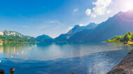 Panorama du lac d'Annecy depuis la plage d'Angon