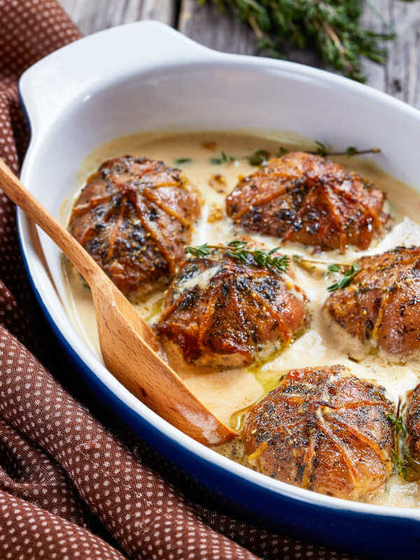 Paupiettes de lapin au jambon sec et à l’Abondance